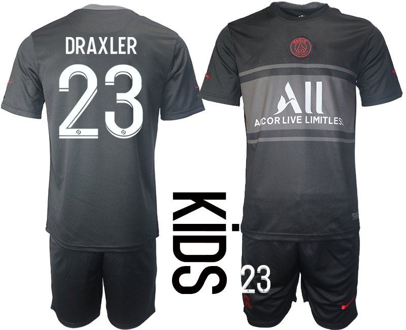 Draxler 23 Kinder Paris Saint Germain PSG Ausweichtrikot 2021-22 schwarz/rot