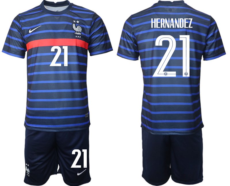 Frankreich Heimtrikot EM 2020 Blau mit Aufdruck HERNANDEZ 21