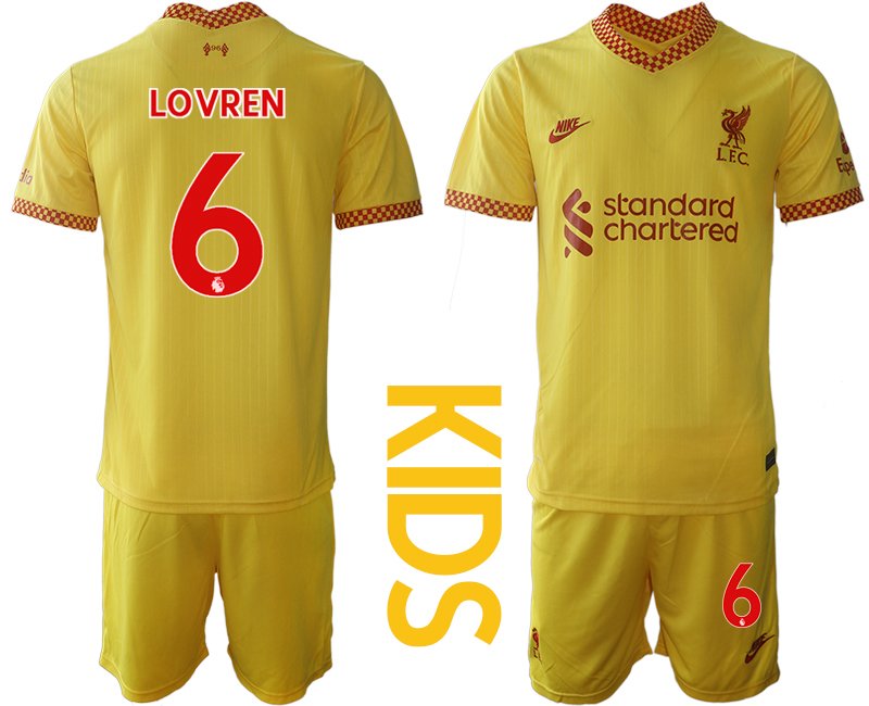 Fußball Trikot FC Liverpool Ausweichtrikot 2021-22 für Kinder mit Aufdruck LOVREN 6