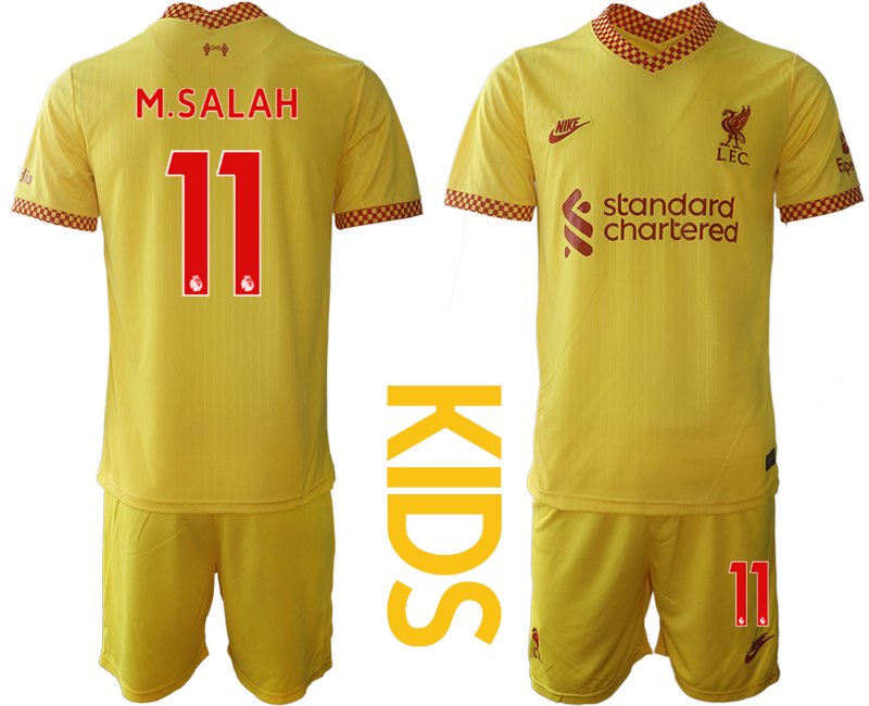 Fußball Trikot FC Liverpool Ausweichtrikot 2021-22 für Kinder mit Aufdruck M. Salah 11