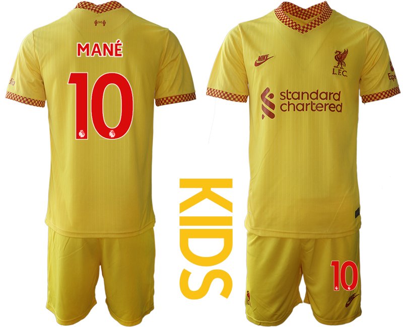 Fußball Trikot FC Liverpool Ausweichtrikot 2021-22 für Kinder mit Aufdruck Mané 10