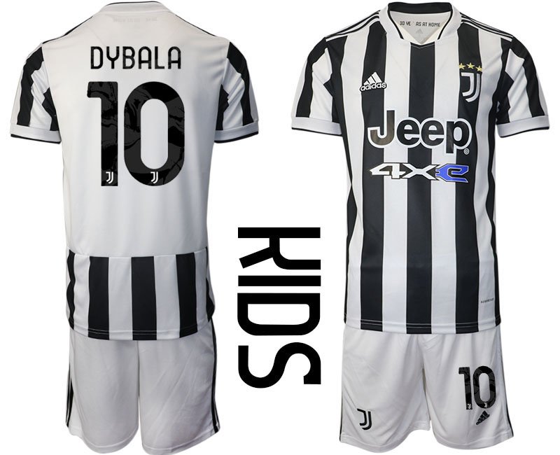 Fußball Trikot Juventus Turin Heimtrikot 2021/22 für Kinder mit Aufdruck Dybala 10
