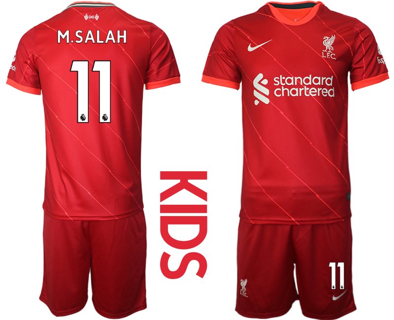 Fußball Trikot Liverpool FC 2021/22 Heimtrikot rot für Kinder mit Aufdruck M.SALAH 11
