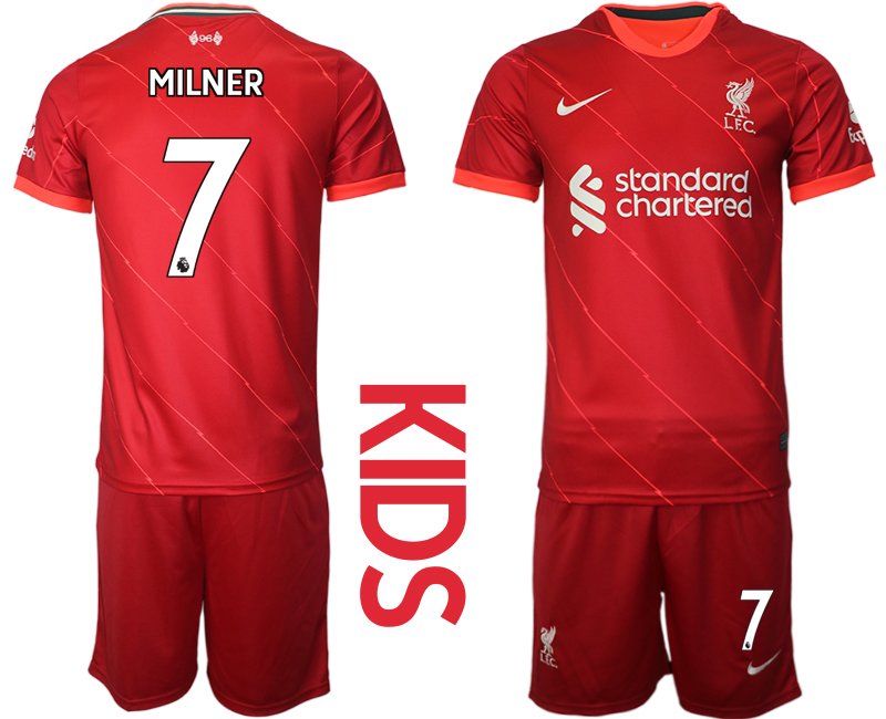 Fußball Trikot Liverpool FC 2021/22 Heimtrikot rot für Kinder mit Aufdruck MILNER 7