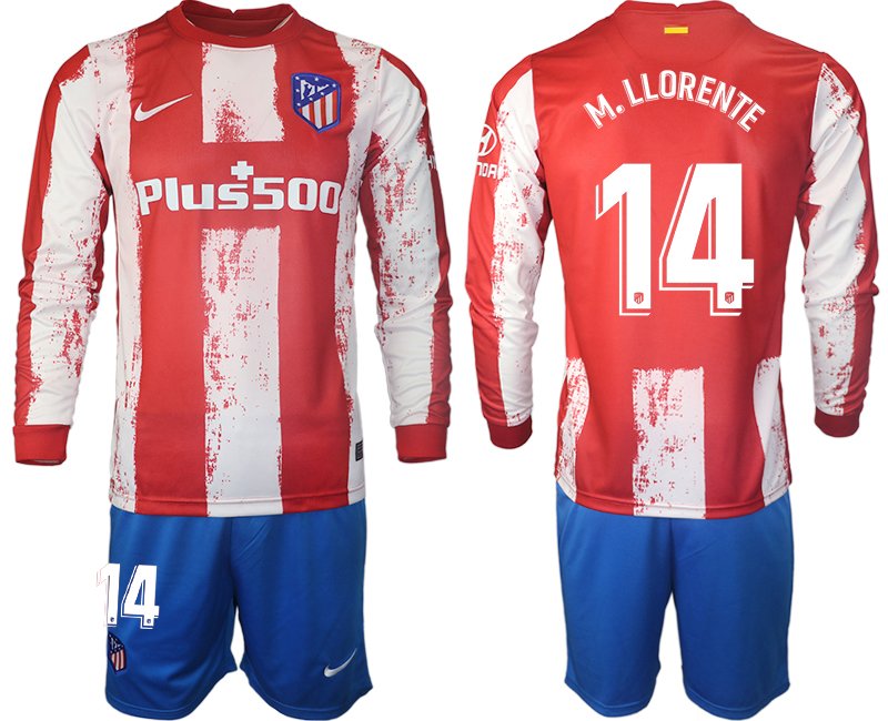 Fußball Trikots langarm Atlético Madrid 2021/22 Heimtrikot mit Aufdruck M.Llorente 14 online bestellen