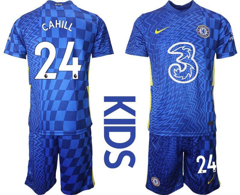 Fußball Trikotsatz FC Chelsea Heimtrikot 2021/22 Kinder blau gelb mit Aufdruck Cahill 24