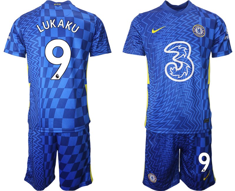 Fußball Trikotsatz FC Chelsea Heimtrikot 2021/22 Kinder blau mit Aufdruck LUKAKU 9