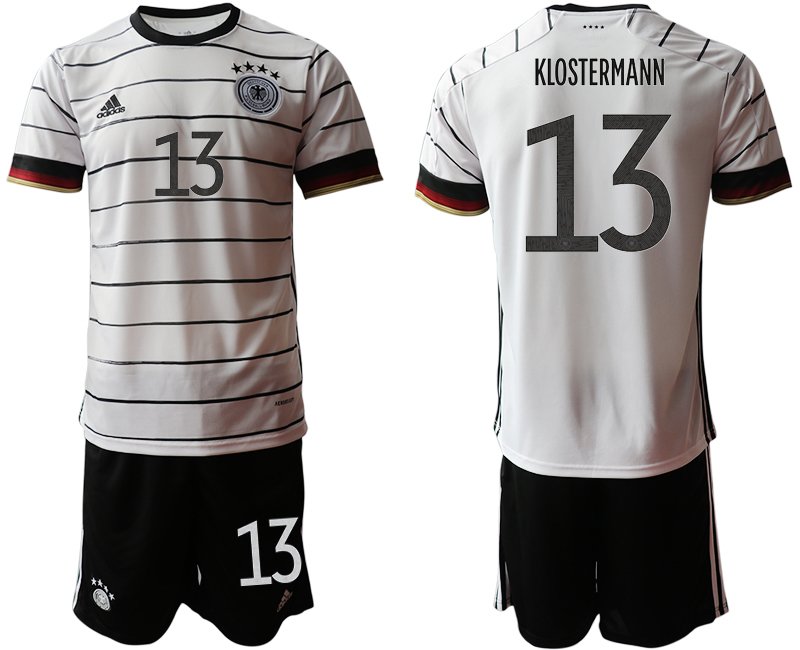 Fußballtrikot Set DFB Deutschland Heimtrikot Herren EM 2020 in weiß mit Aufdruck KLOSTERMANN 13