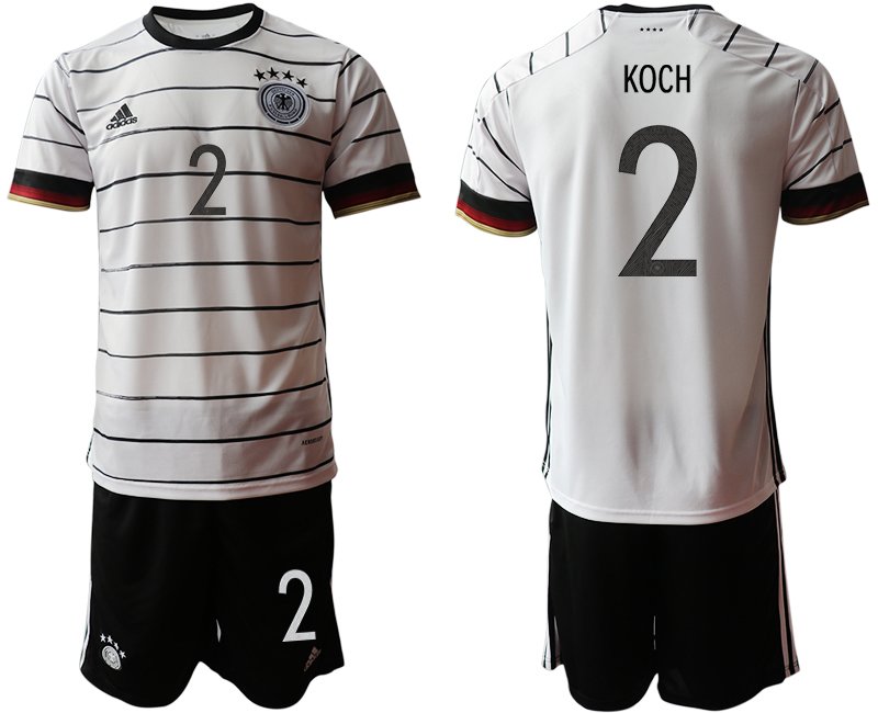 Fußballtrikot Set DFB Deutschland Heimtrikot Herren EM 2020 in weiß mit Aufdruck KOCH 2