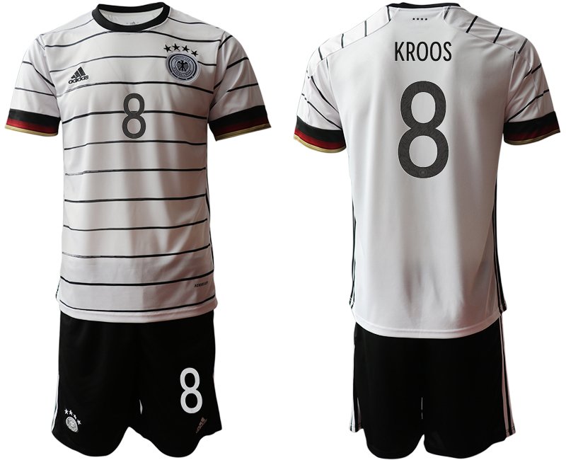 Fußballtrikot Set DFB Deutschland Heimtrikot Herren EM 2020 in weiß mit Aufdruck KROOS 8