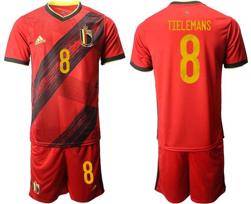 Fussballtrikot Set Herren Belgien Heimtrikot EM 2020 in rot mit Aufdruck Tielemans 8