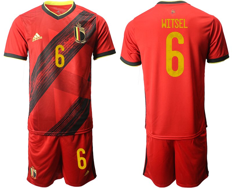 Fussballtrikot Set Herren Belgien Trikot Home EM 2020 Rot mit Aufdruck WITSEL 6