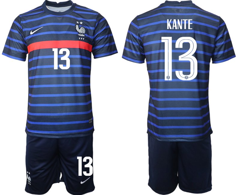 Günstige Trikotsatz Frankreich Heimtrikot EM 2020 Blau mit Aufdruck KANTE 13