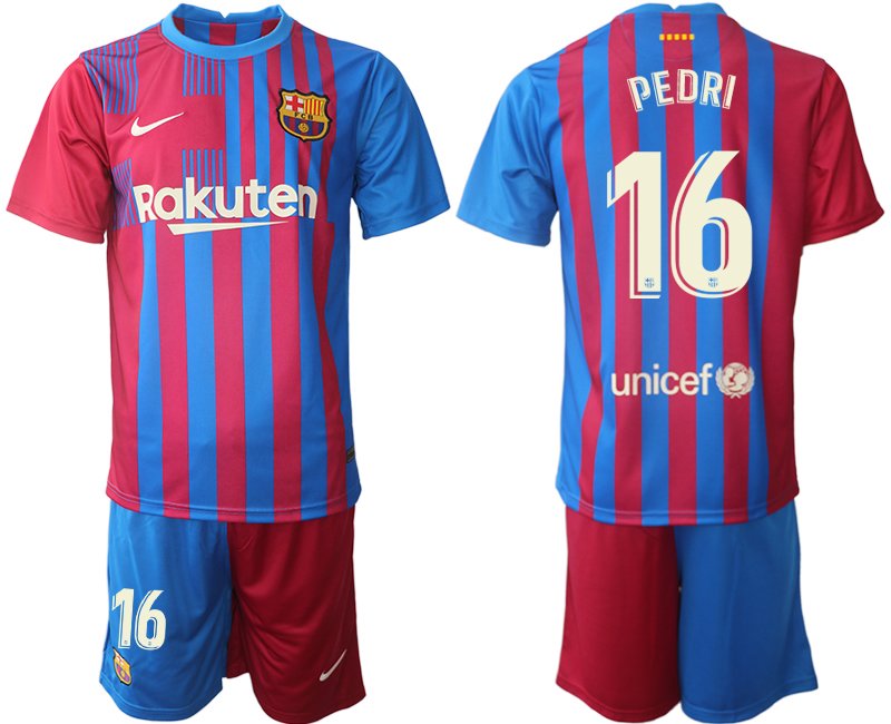 Herren FC Barcelona 2021/22 Heimtrikot blau/rot mit Aufdruck PEDRI 16