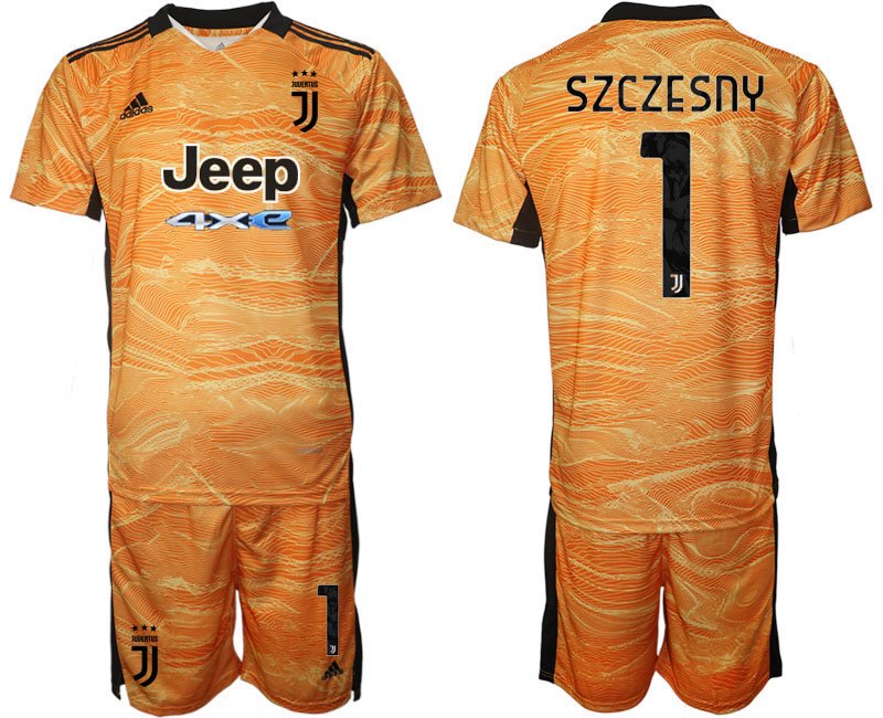 Herren Juventus Turin Torwarttrikot Set 2021-2022 orange mit Aufdruck Szczesny 1