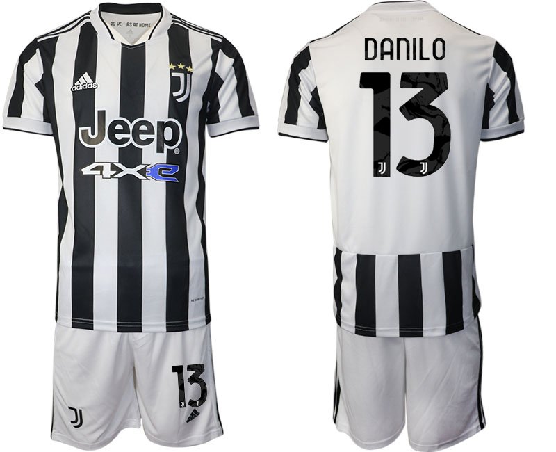 Juventus Turin Heimtrikot Set 2021-2022 schwarz weiss mit Aufdruck Danilo 13