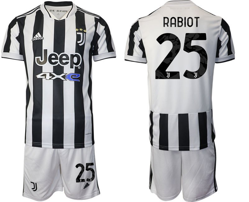 Juventus Turin Heimtrikot Set 2021-2022 schwarz weiss mit Aufdruck Rabiot 25