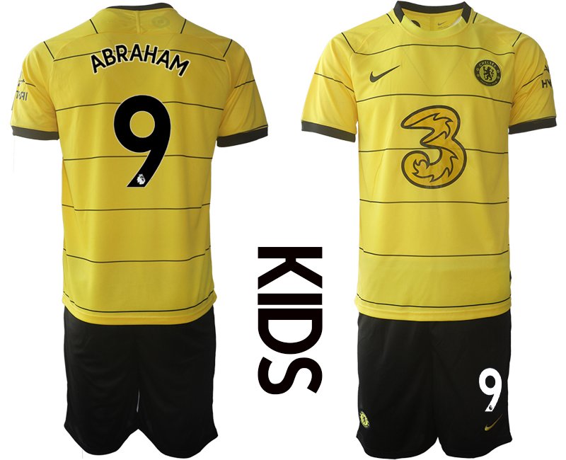 Kinder Fußball Trikot Away Chelsea FC Stadium 2021/22 gelb mit Aufdruck Abraham 9