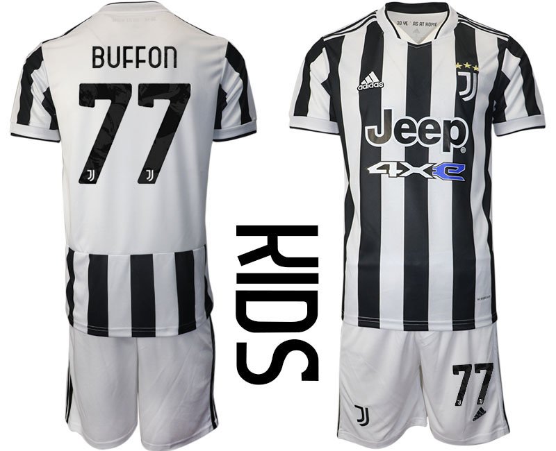 Kinder Fußball Trikot Juventus Turin Heimtrikot 2021/22 mit Aufdruck Buffon 77