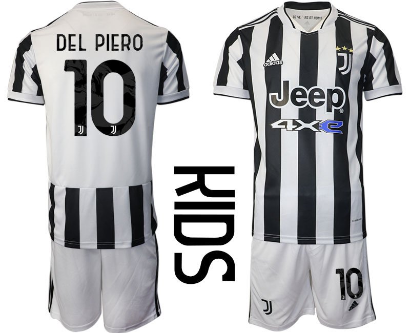 Kinder Fußball Trikot Juventus Turin Heimtrikot 2021/22 mit Aufdruck Del Piero 10