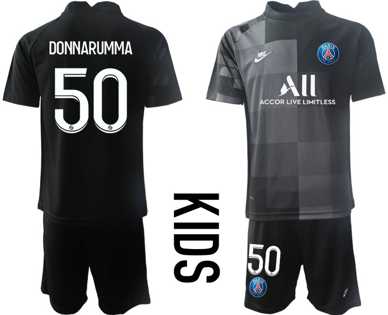 Kinder Paris Saint Germain PSG Torwarttrikot schwarz mit Aufdruck DONNARUMMA 50