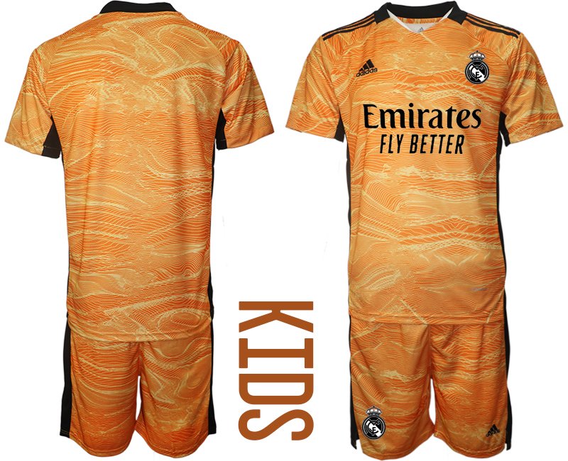 Kinder Real Madrid Torwart Trikot Set in orange kaufen