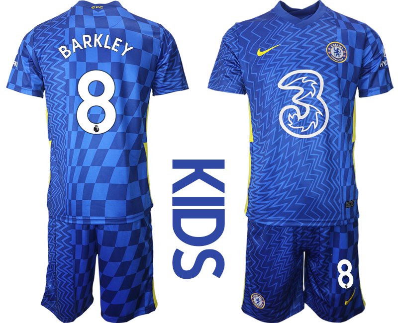 Kinder Trikotsatz Chelsea FC 2021/22 Heimtrikot blau gelb mit Aufdruck Barkley 8