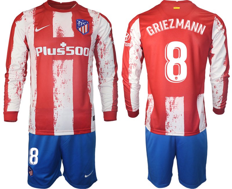 Langarm Fußballtrikots Atlético Madrid 2021-22 Heimtrikot mit Aufdruck GRIEZMANN 8