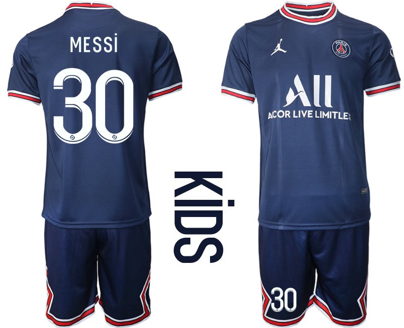 Paris Saint Germain Heimtrikot Kinder 2021/22 Kinder blau mit Aufdruck MESSI 30