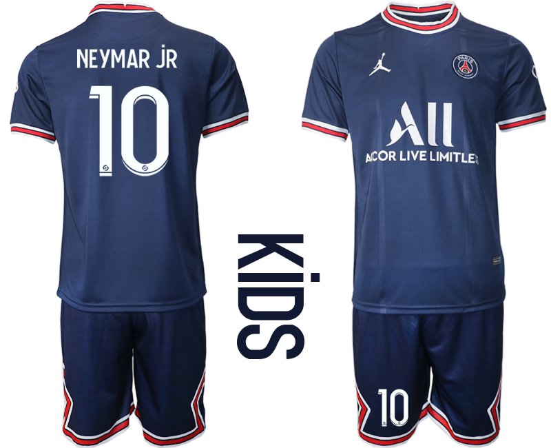 Paris Saint Germain PSG Heimtrikot 2021/22 für Kinder in blau mit Aufdruck Neymar jR 10