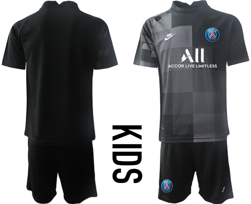 Personalisierbar Kinder Paris Saint Germain PSG Torwarttrikot in schwarz