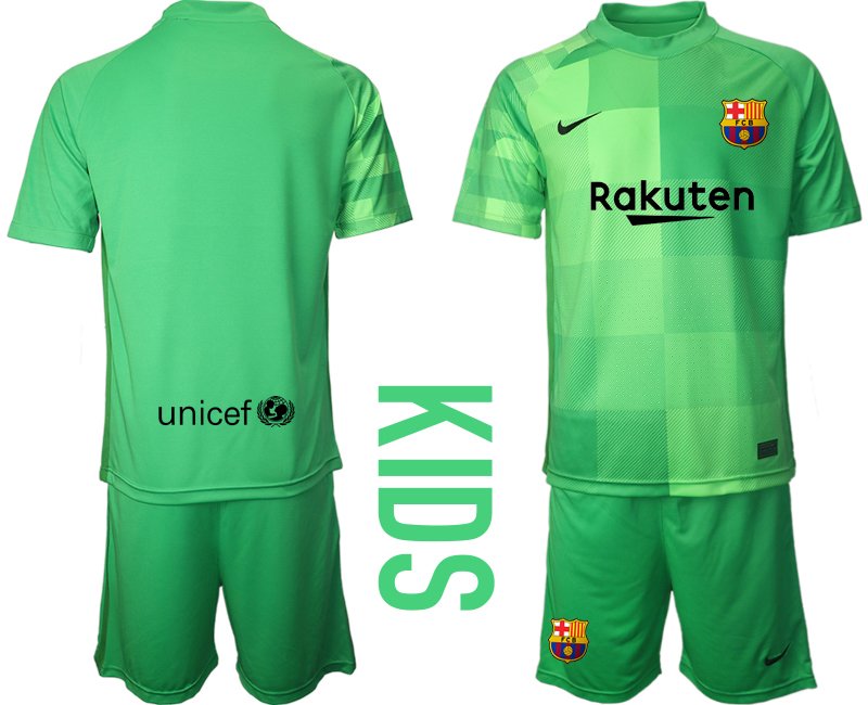 Personalisierbar T-Shirt FC Barcelona Torwarttrikot grün für Kinder