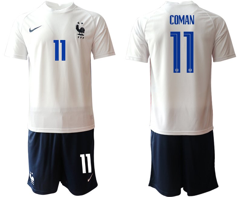 Frankreich Trikot Away EM 2020 weiß dunkelblau mit Aufdruck Coman 11