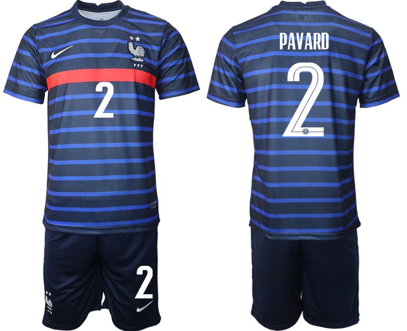 Günstige Trikotsatz Frankreich Heimtrikot EM 2020 Blau mit Aufdruck Pavard 2