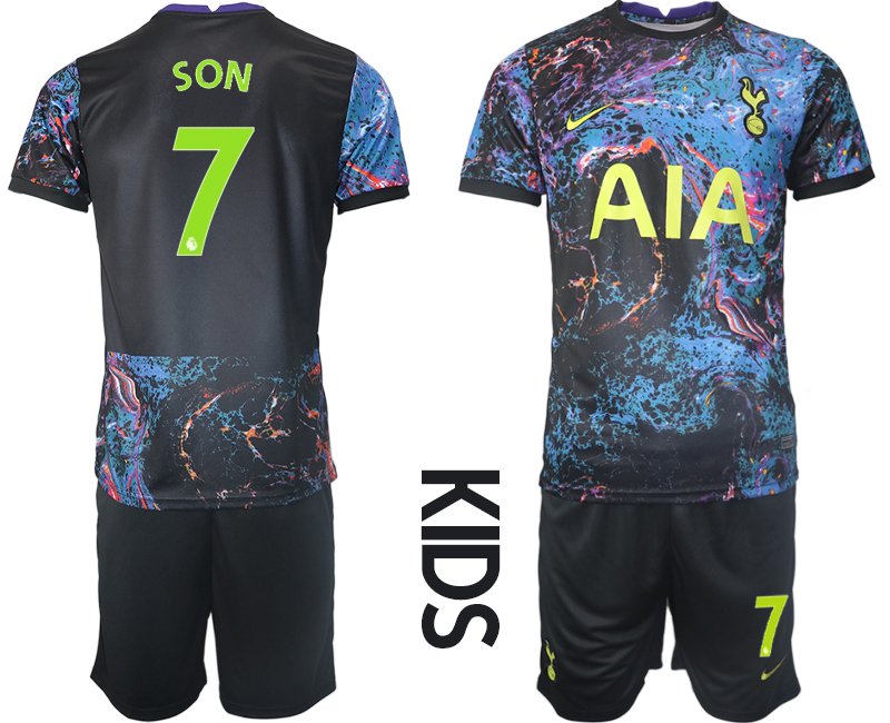 Kinder Trikot Tottenham Hotspur 2021-22 Jersey Away mit Aufdruck SON 7