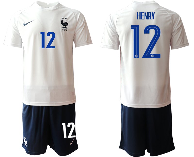 Nationalteams Frankreich Trikot Away EM 2020 weiß dunkelblau mit Aufdruck Henry 12