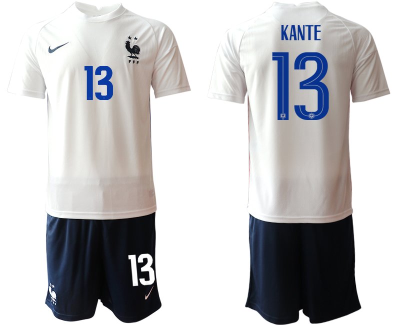 Nationalteams Frankreich Trikot Away EM 2020 weiß dunkelblau mit Aufdruck KANTE 13