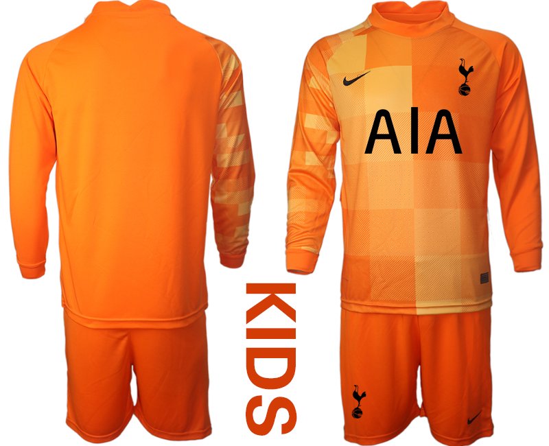 Torwarttrikot für Kinder Tottenham Hotspur 2021/22 Trikotsatz Langarm Orange