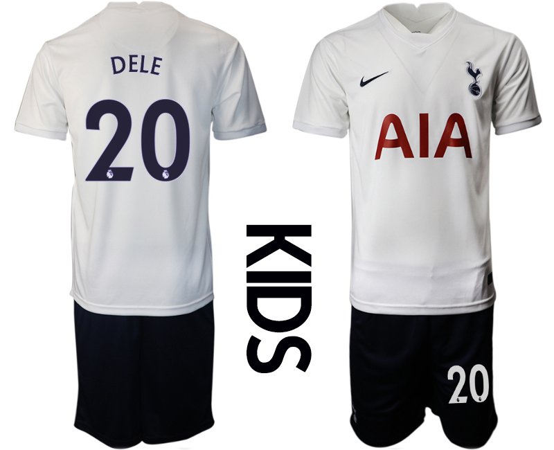 Tottenham Hotspur 2021/2022 Heimtrikot in weiß für Kinder mit Aufdruck DELE 20