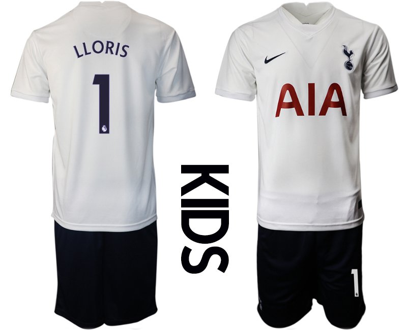 Tottenham Hotspur 2021-2022 Heimtrikot in weiss für Kinder mit Aufdruck LLORIS 1