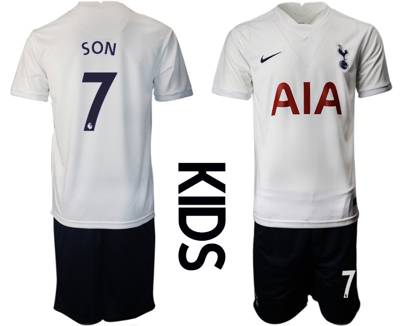 Tottenham Hotspur 2021/2022 Heimtrikot in weiß für Kinder mit Aufdruck Son 7