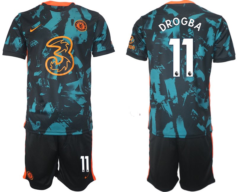 Chelsea FC 2021-22 Fußballtrikot Herren 3rd Trikotsatz Kurzarm mit Aufdruck Drogba 11