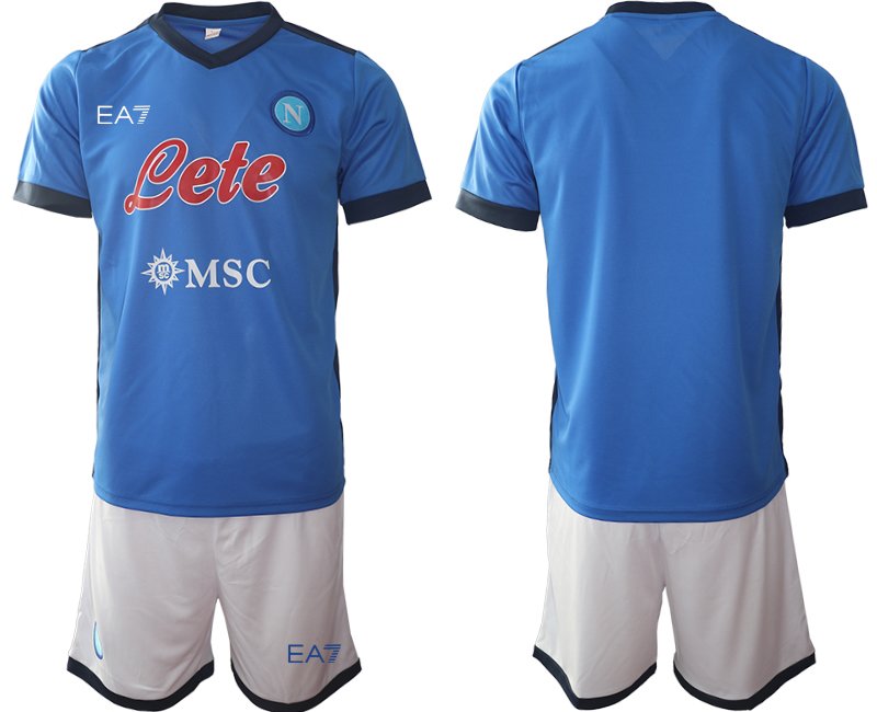 Günstige SSC Napoli Heimtrikot Set Kit Kurzarm blau