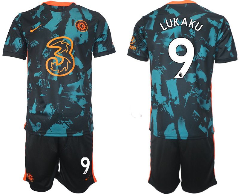 Herren Fussballtrikot Chelsea FC 2021-22 Stadium Ausweichtrikot mit Aufdruck LUKAKU 9