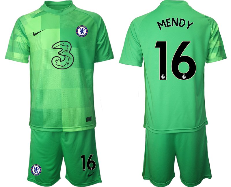 Herren Fußballtrikots Chelsea FC 2021/22 Torwarttrikot grün mit Aufdruck Mendy 16