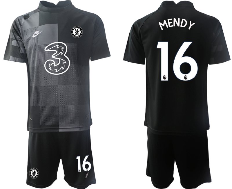 Herren Fußballtrikots Chelsea FC 2021/22 Torwarttrikot in schwarz mit Aufdruck Mendy 16