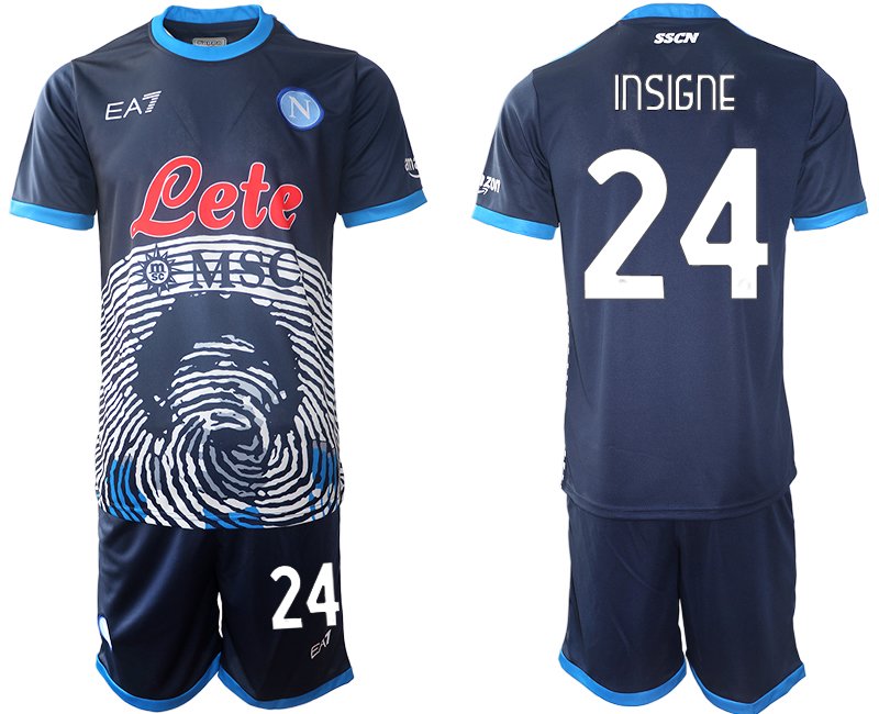 SSC Naepel Maradona Fussballtrikot 2021-2022 Marineblau mit Aufdruck INSIGNE 24