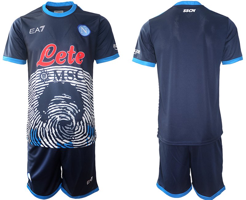 SSC Napoli 2021-2022 Fussballtrikot Marineblau einen Aufdruck von Maradona