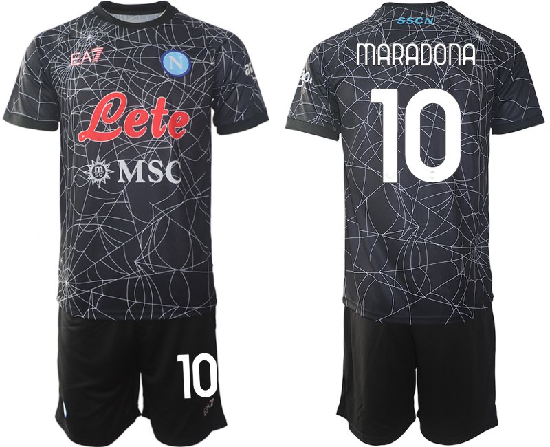 SSC Napoli Special Heimtrikot 2021-2022 Kurzarm schwarz mit Aufdruck Maradona 10