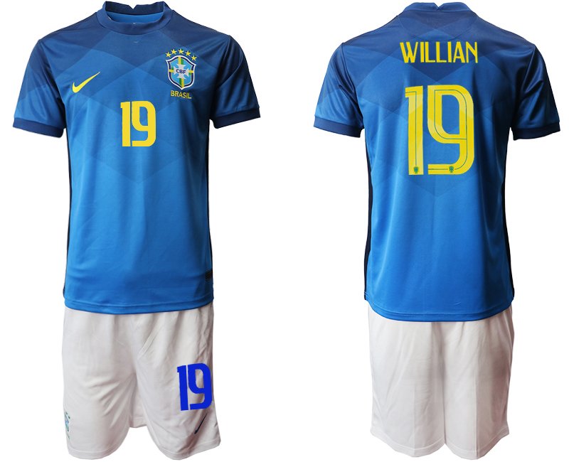 Brasilien Auswärtstrikot 2020/21 blau mit Aufdruck Willian 19